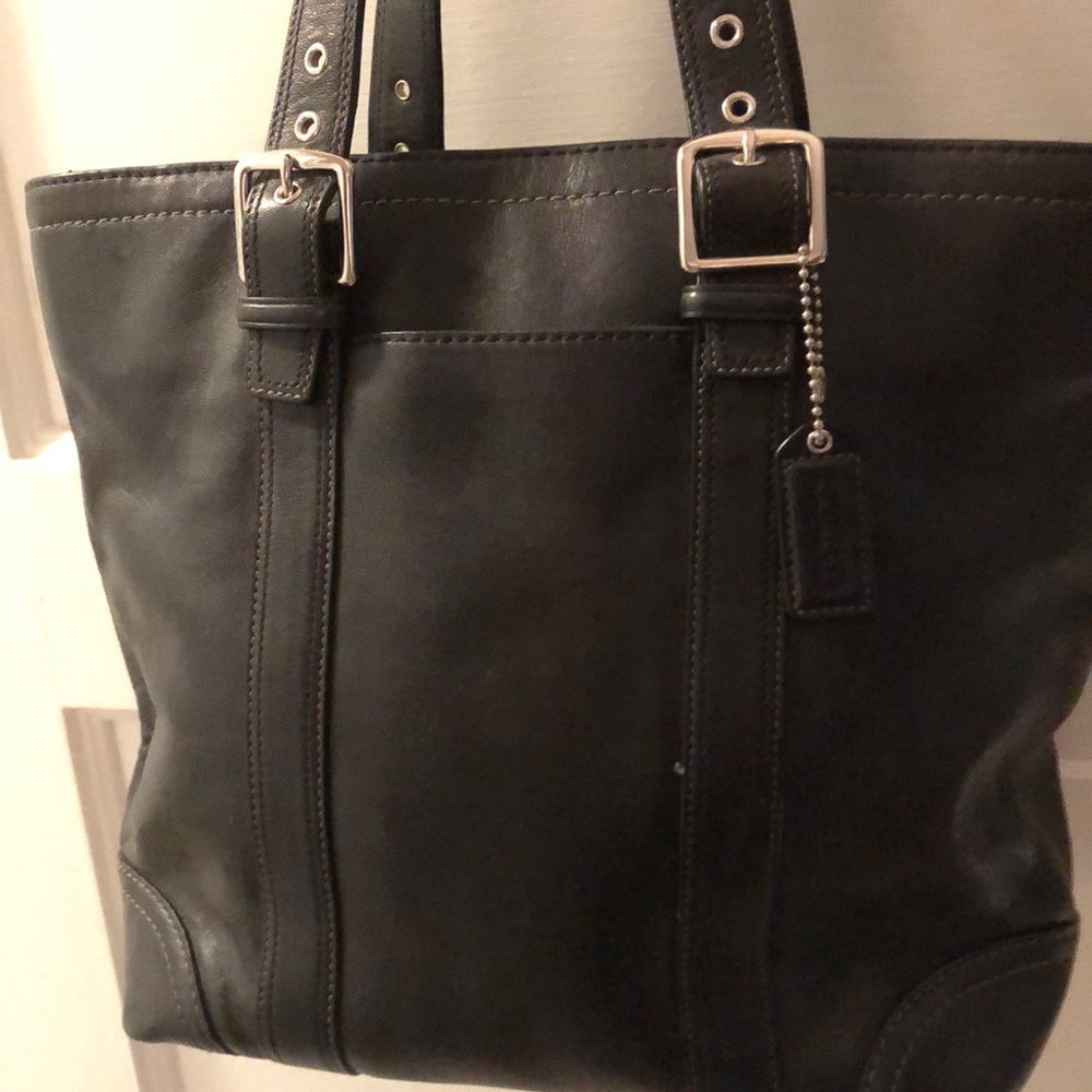 Coach black bag tote leather